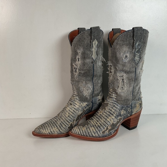 Dan Post Shoes - Dan Post Buckshot Lizard Cowgirl Boots 7.5 M Halloween Denim